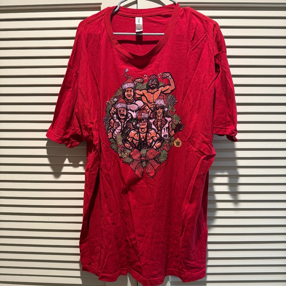 WWE HOF Christmas Shirt WWF Wrestling Old School Holidays Size XXL 2XL